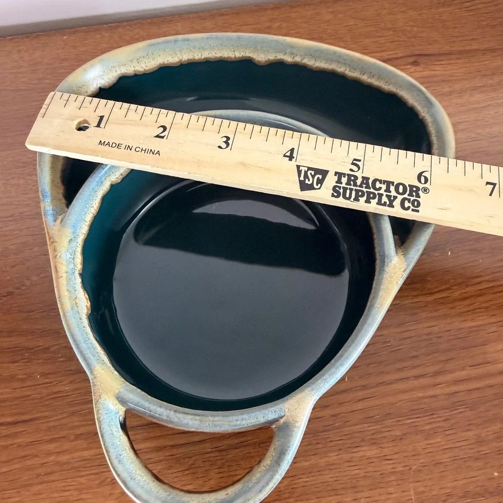 LTD Commodities Teal Ceramic Chip & Dip Serving Platter Bowl Reactive Glaze